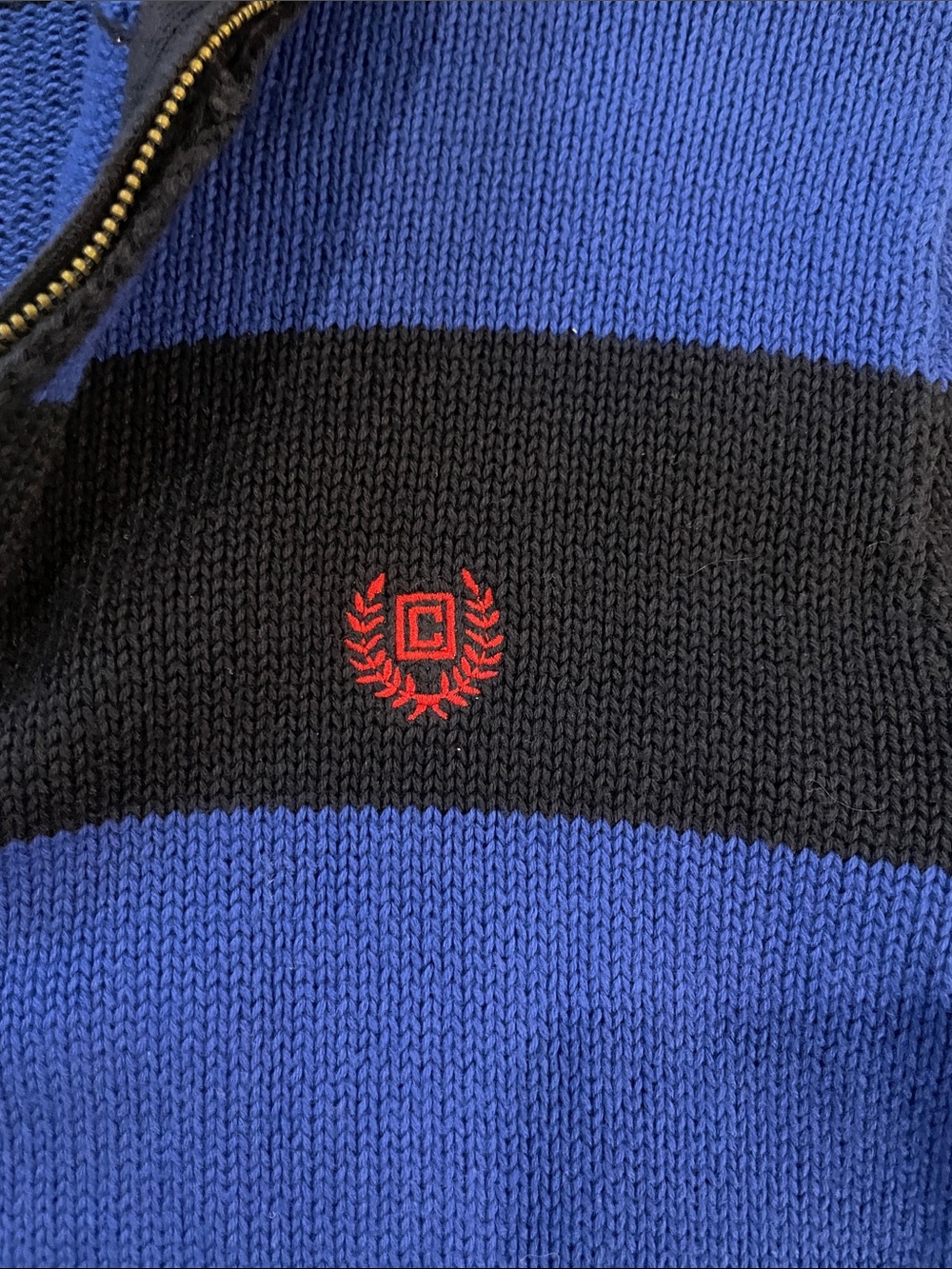 Chaps Boys Royal Blue and Navy Striped Half-Zip Sweater Size XL - Picture 4 of 9